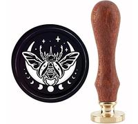 CRASPIRE Moon Phase Wax Seal Stamp Beetle Sealing Wax Stamps Devil's Eye 30mm Vintage Removable Brass Stamp Head with Wood Handle for Wedding Invitations Halloween Christmas Thanksgiving Gift Packing