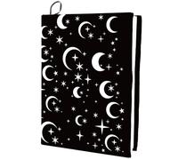 CRASPIRE Moon Star Stretchable Book Cover Black Washable Reusable Large Nylon Book Sleeve Book Protector Elastic Notebook Wraps for Hardcover Books Textbook Gift