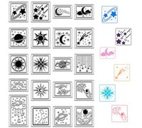 CRASPIRE Moon Star Sun Clear Rubber Stamps Clouds Little Label Reusable Vintage Transparent Silicone Stamp Seals for Journaling Card Making Scrapbooking Photo Album Decorative DIY Christmas
