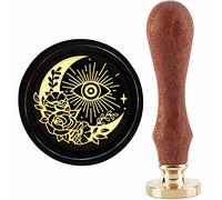 CRASPIRE Moon Wax Seal Stamp Rose Sealing Wax Stamps Devil'S Eye 30mm Retro Vintage Removable Brass Stamp Head with Wood Handle for Wedding Invitations Halloween Christmas Thanksgiving Gift Packing