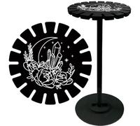 CRASPIRE Moon Wooden Pendulum Holder Stand Flower Crystal Divination Dowsing Wheel Black Display Shelf Vintage Rome Witch Stuff Organizer Rack for Stone Necklaces Witchcraft Essential Oil