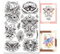 CRASPIRE Moth Clear Rubber Stamps Reusable Moon Phase Insects Star Tarot Gothic Transparent Silicone Stamp Seals for Journaling Card Making Decor Birthday Gift DIY Scrapbooking Photo Album Decorative
