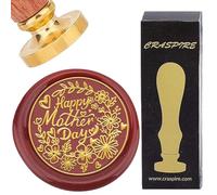 CRASPIRE Mothers Day Wax Stamp 30mm Removable Brass Head Vintage Flower Plants Wax Seal Stamp with Retro Wooden Handle for Envelopes Letters Sealing Cards Embellishment Gifts Packing Wrapping