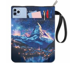CRASPIRE Mountain Book Covers Starlight Zipper Book Sleeve House Book Protector for Paperbacks Washable Fabric Cloth Book Cover Pouch Bag Extra Sleeve Pocket for Book Lovers Classmate Gifts