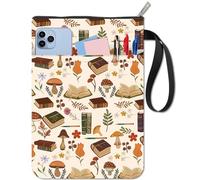 CRASPIRE Mushroom Book Cover With Zip Additional Pocket Waterproof Flower Bag Protection Portable Rope Double Sided Cover For Books Hardcover Notebook Bible Diary Textbook Paperback