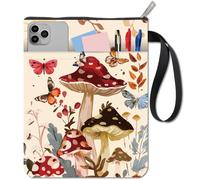 CRASPIRE Mushroom Book Sleeve Book Protector for Paperbacks Butterfly Plants Sun Book Covers Washable Fabric Cloth Books Pouch Bag with Zipper and Extra Sleeve Pocket for Book Lovers Librarian Gifts