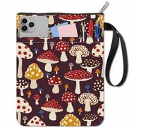 CRASPIRE Mushroom Book Sleeve Protector with Zipper Waterproof Canvas Pouch Covers for Books Lovers Lovers Paperback Notebook Journal Textbooks Paperbacks Cloth Double-Edged Pattern 11 x 8.66 Inch