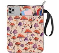 CRASPIRE Mushroom Book Sleeve Protector with Zipper Waterproof Canvas Pouch Covers for Reading Accessories Lovers Notebook Journal Textbooks Paperbacks Double-Sided Pattern Student Gift 11 x 8.66 Inch
