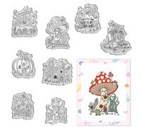 CRASPIRE Mushroom Clear Stamps Plant Pumpkin Silicone Stamp Seal Transparent Silicone Stamps for Journaling Card Making DIY Scrapbooking Handmade Photo Album Notebook Decor