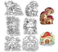 CRASPIRE Mushroom House Clear Stamps Flower Plant Reusable Retro Transparent Silicone Stamp Seals for Journaling Card Making Decor DIY Scrapbooking Supplies Album Decoration Craft