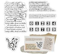 CRASPIRE Music Note Staff Text Numbers Clear Rubber Stamp Vintage Transparent Silicone Seals Stamp for Journaling Card Making DIY Scrapbooking Handmade Photo Album Notebook Decor