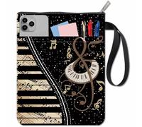 CRASPIRE Musical Note Book Covers Black Book Sleeve Piano Book Protector for Paperbacks Washable Fabric Cloth Book Cover with Zipper and Extra Sleeve Pocket for Book Lovers Classmate Gifts