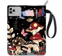 CRASPIRE Night Sky Book Sleeve Mushroom Book Cover Butterfly Moon Plants Washable Fabric Cloth with Zipper and Front Pocket Book Protector Zippered Pouch for Librarian Bookworm Bookish Book Club Gifts