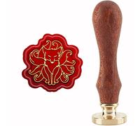 CRASPIRE Nine-Tailed Fox Wax Seal Stamp Fox Sealing Wax Stamps Retro Vintage Removable Brass Stamp Head with Wood Handle for Wedding Invitations Envelopes Valentine's Day Gift Wrapping