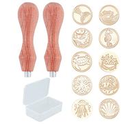 CRASPIRE Ocean Theme Wax Seal Stamp Kit Whale Turtle Shell Sealing Wax Stamp 25mm Removable Brass Heads with Rosewood Handles for DIY Scrapbooking Invitation Gift Wrap Envelopes Wine Packages