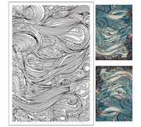CRASPIRE Ocean Waves Stamps Summer Sea Ripple Spray Beach Background Reusable Vintage Clear Silicone Stamp Seals for Card Making Journaling Photo Album Decorative Scrapbooking Supplies DIY Crafting
