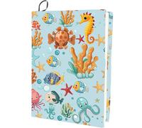 CRASPIRE Octopus Stretchable Book Cover Seahorses Sea Animals Ocean Washable Reusable Large Nylon Cloth Polyester Book Protector Elastic Notebook Wraps Suitable for Most Hardcover Books