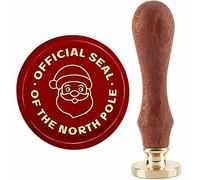 CRASPIRE Official Seal of The North Pole Wax Seal Stamp Santa Claus Sealing Stamp 30mm/1.18inch Removable Brass Head with Wooden Handle for Christmas Invitations Cards Gift Wrap