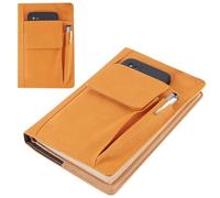 CRASPIRE Orange Book Cover PU Leather Waterproof Book Sleeve Reusable Book Protector for Paperbacks Notebook Wraps with Pen Pockets for Book Lovers Classmate Gifts 6.1×8.54inch