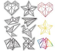 CRASPIRE Origami Theme Clear Stamp Transparent Stamps Musical Note Paper Plane Crane Clear Stamps Cutting Dies Scrapbooking Stamp for Card Making DIY Photo Album Decor Craft