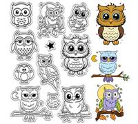 CRASPIRE Owl Clear Stamps Animal Reusable Postmark Vintage Transparent Silicone Stamp Seals for Journaling Card Making Decor DIY Scrapbooking Supplies Crafting