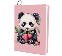 CRASPIRE Panda Strewberry Stretchable Book Cover Cartoon Pink Washable Reusable Nylon Cloth Elastic Covers Protector for Hardcover Paperbacks Book Lovers Gift Notebook Teacher Textbook