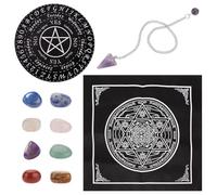 CRASPIRE Pendulum Board Star Wooden Dowsing Board Set Include 8 Chakra Stones Tablecloth and Crystal Dowsing Pendulum Necklace Wooden Board Talking Board for Witchcraft Supplies