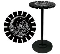 CRASPIRE Pendulum Holder Crystal Display Shelf Black Wooden Pendulum Dowsing Wheel Display Stand Witch Stuff Stand for Crystal Essential Oil Display (Moon and Crystal)