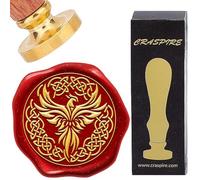 CRASPIRE Phoenix Celtic Knot Wax Seal Vintage Sealing Wax Stamp Kit Retro 30mm Removable Gold Brass Head with Rosewood Handle for Wedding Invitations Envelopes Wine Packages Greeting Cards Gifts