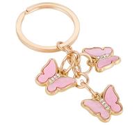 CRASPIRE Pink Butterfly Keychains Enamel Animal Keychain Bulk Gold Metal Zinc Alloy Shining Rhinestone Butterflies Charms Keyring Key chain for Keys Purse Bag Wallet Backpack Handbag Women Accessories