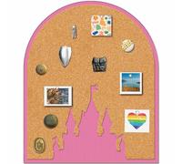 CRASPIRE Pink Castle Pin Cork Board 11.8x9.8In Wall Mounted Framed Bulletin Decorative Corkboard Display Badge Memory Memo Brooch Lapel Pin Holder Storage for Home Office School Classroom Wedding