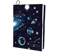 CRASPIRE Planet Stretchable Book Cover Black Celestial Cosmic Sky Washable Reusable Large Nylon Book Sleeve Book Protector Elastic Notebook Wraps for Hardcover Books Textbook Gift