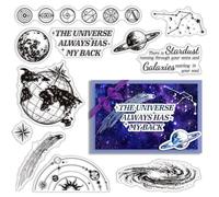 CRASPIRE Planet Universe Clear Rubber Stamp Galaxy Astronomy Earth Vintage Transparent Silicone Seals Stamp for Journaling Card Making DIY Scrapbooking Handmade Photo Album Notebook Decor