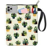 CRASPIRE Plant Book Sleeve Black Cat Book Protector Greenery Book Covers for Paperbacks Washable Fabric Cloth Book Cover with Zipper and Extra Sleeve Pocket for Book Lovers Classmate Gifts
