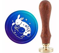 CRASPIRE Rabbit Year Wax Seal Stamps Bunny Brass Sealing Stamp Heads Replacement 30mm with Vintage Wooden Handle for Envelopes Letter Invitations Card DIY Craft Wedding Birthday Holiday Decoration