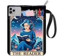 CRASPIRE Reading Book Sleeve Cloth Washable Reader Star Moon Starry Sky Printed Double Sided Notebook Protector Bag with Zipper and Extra Pocket Book Pouch for Textbook Classmates Readers Accessories