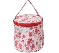 CRASPIRE Red Lily Small Yarn Bag with Holes Light Pearl Polycotton Cylinder Knitting Mini Storage Organizer Traveling Flowers Handbag for Crocheting Knitting Hooks Needles Set Skein Ball