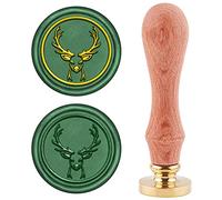 CRASPIRE Reindeer Wax Seal Stamp Christmas Deer Elk Animal Xmas Retro Wood 25mm Removable Brass Head for Winter Party Envelopes Invitations Greeting Card