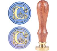 CRASPIRE Retro Alphabet Initials Wax Sealing Stamp Classic Vintage 26 Letters A-Z 25mm Removable Brass Head Wood Handle for Envelope Invitation Embellishment Gift Decoration（Letter C）