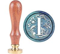 CRASPIRE Retro Alphabet Initials Wax Sealing Stamp Classic Vintage 26 Letters A-Z 25mm Removable Brass Head Wood Handle for Envelope Invitation Embellishment Gift Decoration（Letter I）