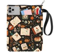 CRASPIRE Retro Flower Book Cover Protector with Zipper - Washable Fabric Sleeve and Extra Pocket for Paperbacks - Gift for Classmates and Book Lovers