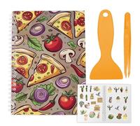 CRASPIRE Reusable Sticker Book Collecting Album A5 Size 40 Sheets Sticker Collection Storage Keeper Book Pizza Vegetable Cover for Adults Release Paper Stickers Saver Organizer with Tweezer Scraper