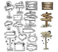 CRASPIRE Road Sign Rubber Stamps Skull Signposts Guideboard Vintage Retro Clear Stamp Transparent Silicone Decorative Seals for Crafting Card Making DIY Gift Scrapbooking Journal Photo Albums Decor