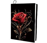 CRASPIRE Rose Book Cover Black Elastic Book Sleeve Washable Reusable Stretchable Large Flower Books Wraps Covers Protector Suitable for Most Hardcover Books Notebook