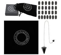 CRASPIRE Rune Casting Altar Cloth Wood Runes Set, Black Stone Crystal Pendulum, Dedicated Storage Bag, Wiccan Witchcraft Supplies for Divination, Home Decoration, Mythology, Viking Runes