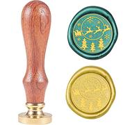 CRASPIRE Santa Claus Sealing Wax Stamp Snowflake Sled Christmas Tree Elk X'MAS EVE Wax Seal Stamp Replaceable Sealing Stamp Head with Wooden Handle for Christmas Invitations Envelope Cards Decoration