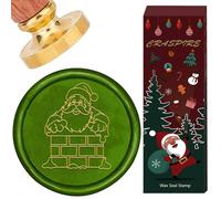 CRASPIRE Santa Claus Wax Seal Stamp Christmas Winter 30mm Removable Brass Head Retro Envelopes Sealing Wax Stamp with Wooden Handle for New Year Wedding Birthday Party Embellishment Gift Packing Cards