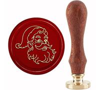 CRASPIRE Santa Claus Wax Seal Stamp Sealing Stamp 30mm/1.18inch Removable Brass Head Sealing Stamp with Wooden Handle for Christmas Invitations Cards Gift Wrap
