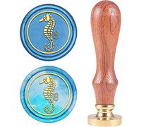CRASPIRE Seahorse Wax Seal Stamp Sea Animal Sealing Wax Stamps 25mm Removable Brass Head with Rosewood Handle for DIY Scrapbooking Invitation Gift Wrap Envelopes Wine Packages
