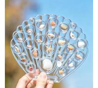 CRASPIRE Seashell Display Box Plastic Clear Shadow Box Beach Sea Shell Holder Storage Box Organizer Holder for Shells Ocean Glass Mini Diamond Gemstone Beads Collection Home Decor Birthday Present